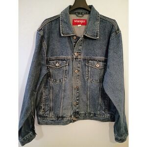 Wrangler Hero Mens Denim Jacket Classic Blue Jean Trucker Style XL XLTG